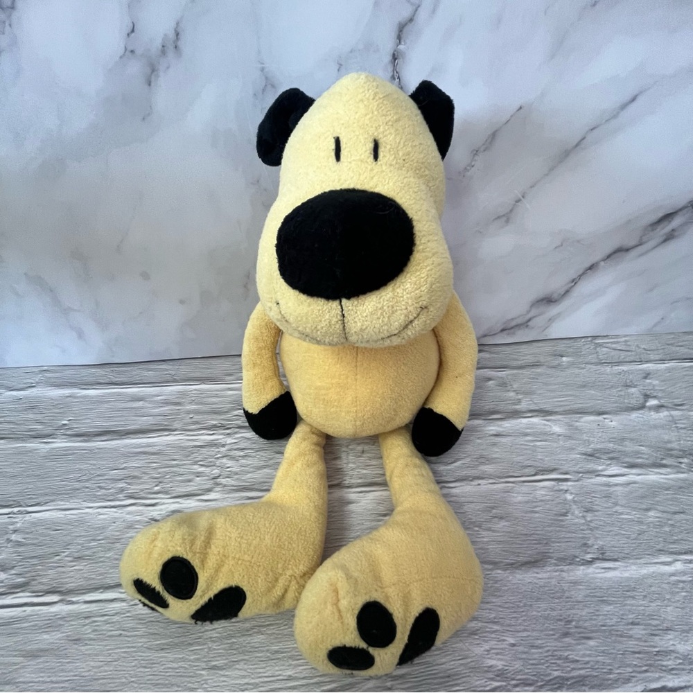 Manhattan Toy Company Rare Retired 2009 Floppy Yellow Dog Plush Stuffed Animal
